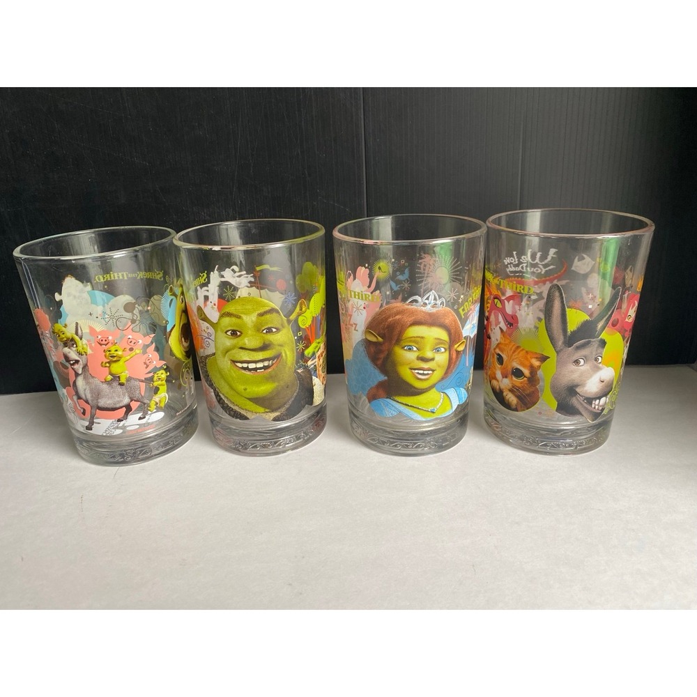 Shrek McDonalds 2007 Third Collectible Glass Set of 4.